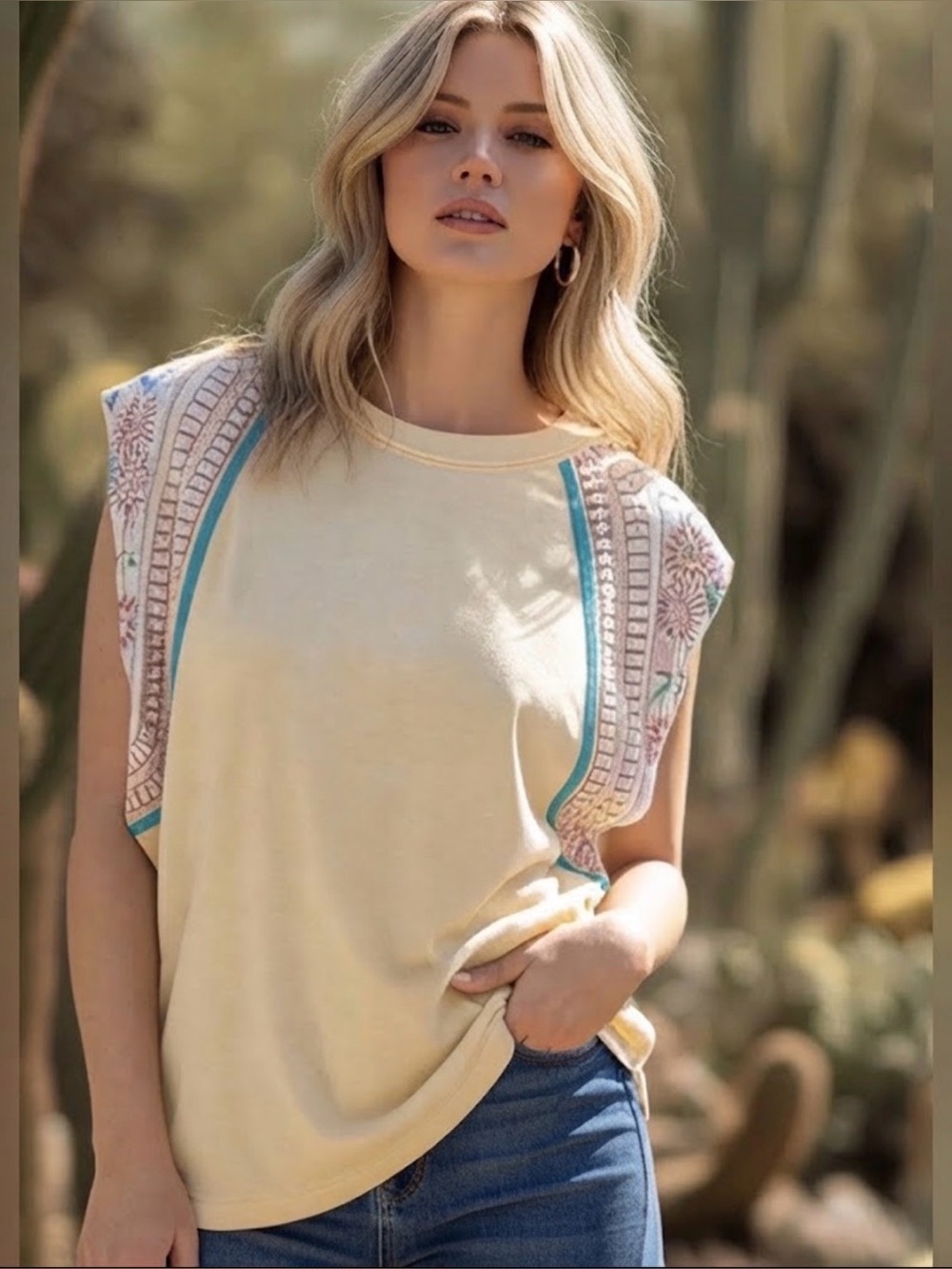 Blue Velvet NWT Embroidered Embellished Muscle Tee Size Small
